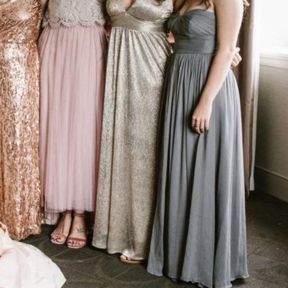 J. Crew Marbella Long Dress Gray 0 Petite - Silk Chiffon - Picture 4 of 6